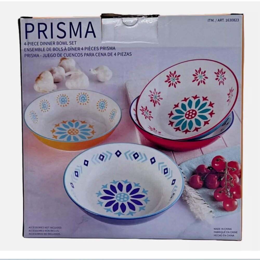 PRISMA 4 PC CERAMIC DINNER BOWL SET BY BAUM - Picture 3 of 5